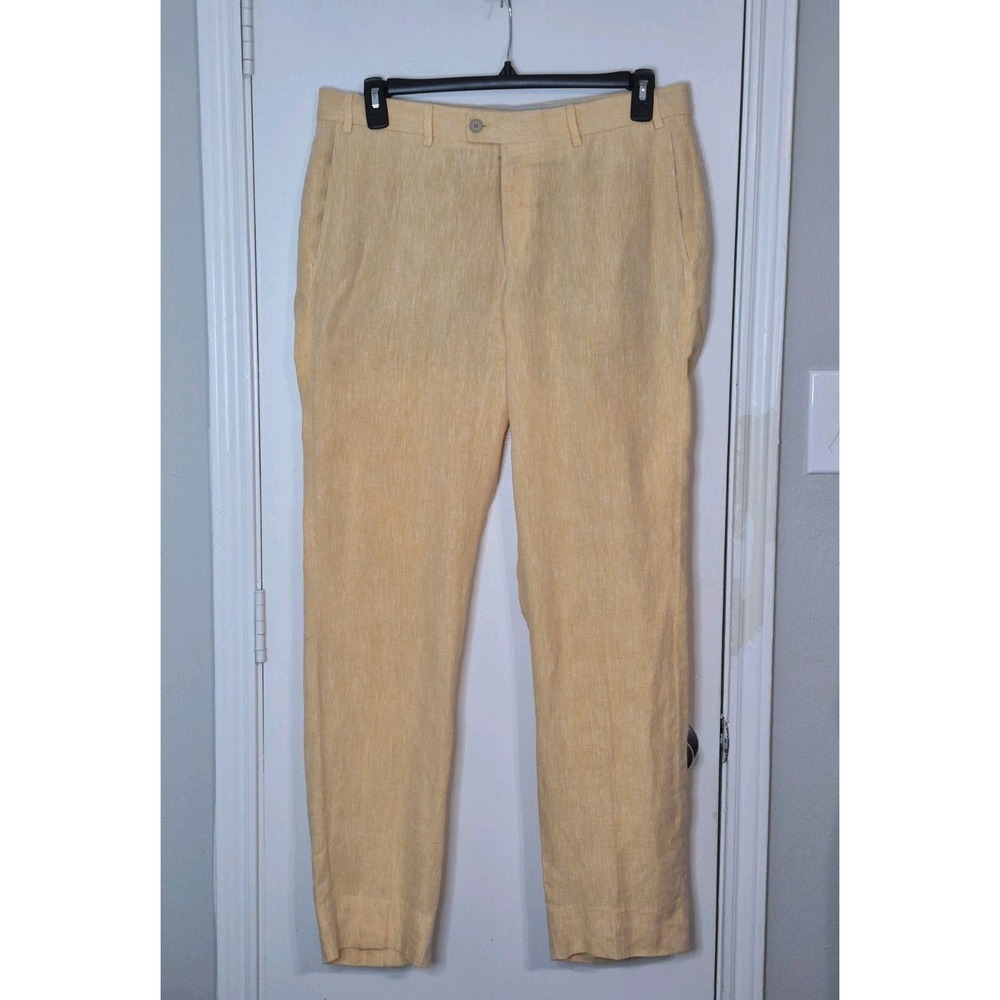 Hiltl Men's 100% Linen Pants Flat Front Size 52 ( 34/32) Coastal Cruise Resort